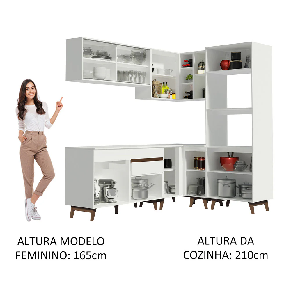 Armário de Cozinha Completa de Canto 367cm Branco Reims Madesa 01 - Image 5