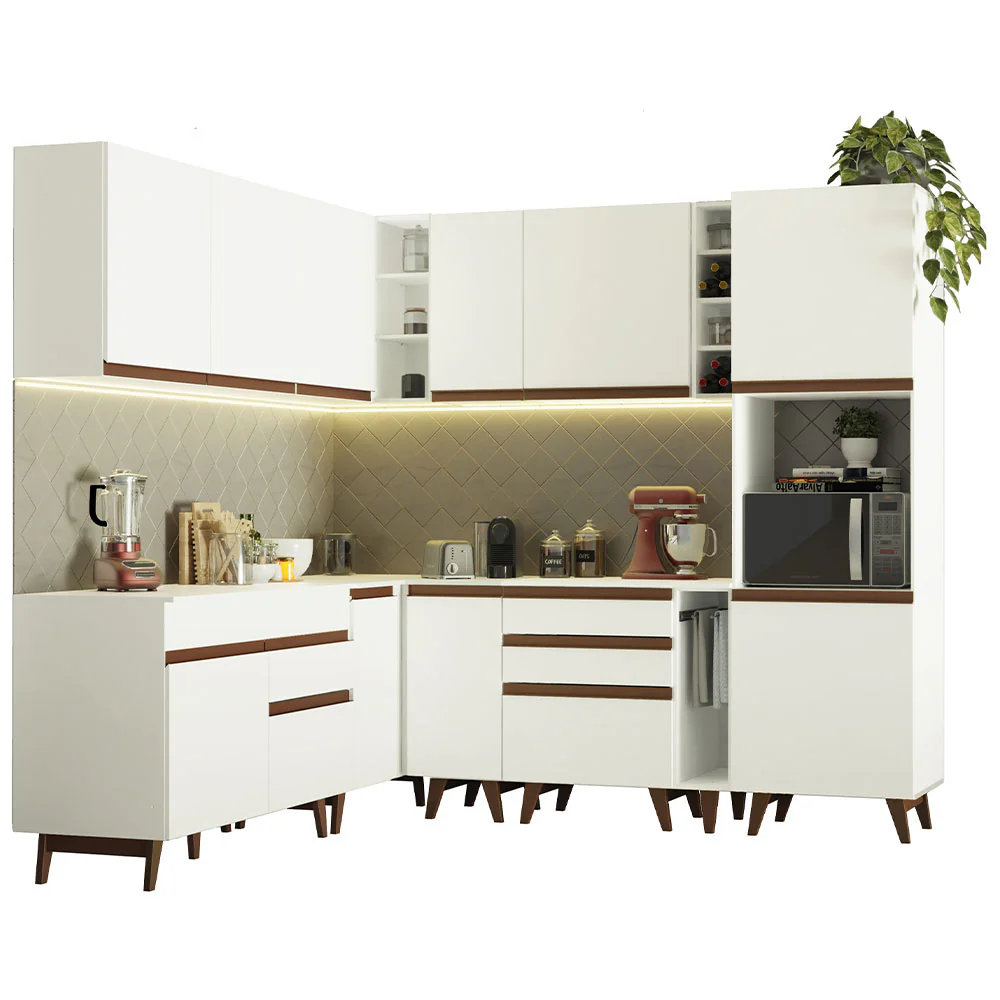 Armário de Cozinha Completa de Canto 437cm Branco Reims Madesa 01 - Image 2