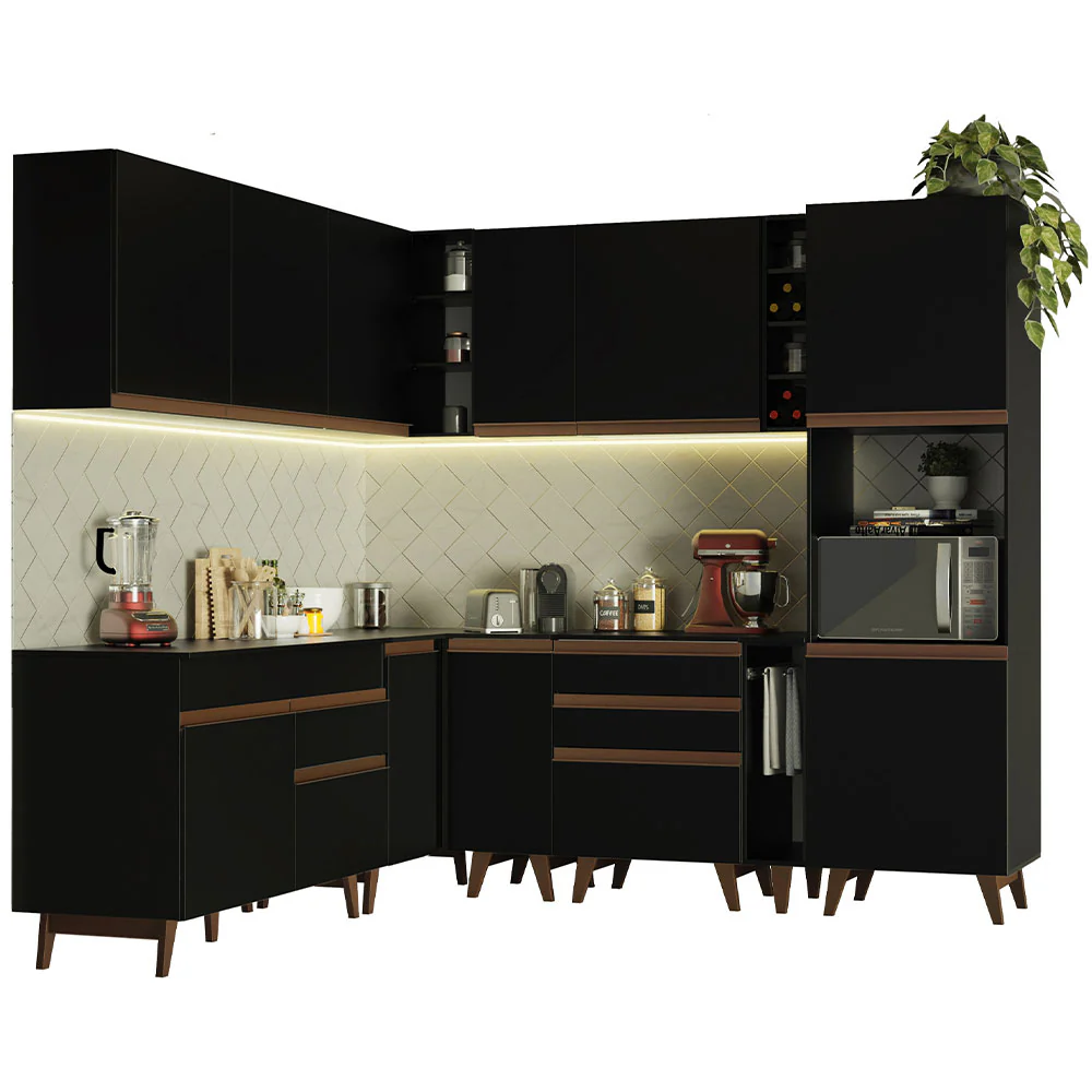 Armário de Cozinha Completa de Canto 437cm Preto Reims Madesa 01 - Image 2