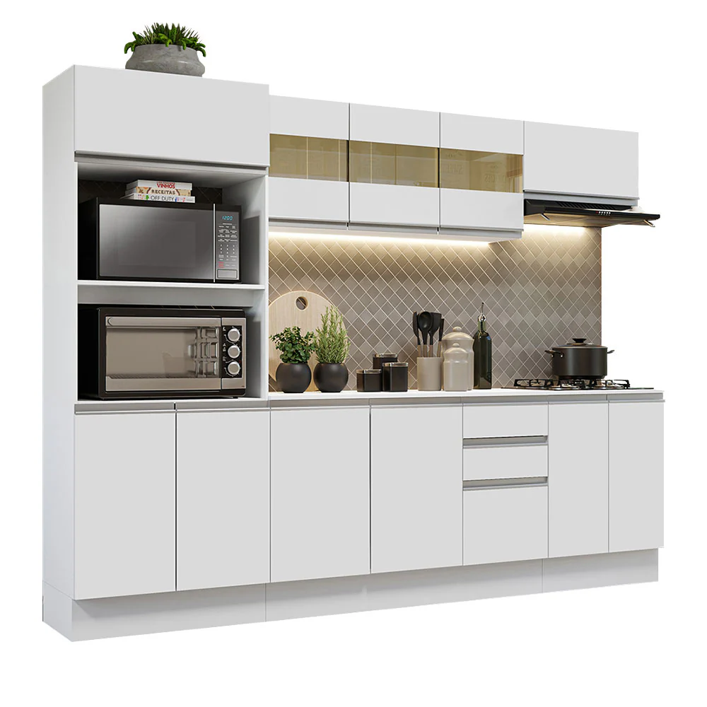 Armário de Cozinha Completa 100% MDF 250cm Branco Smart Madesa 01 - Image 2