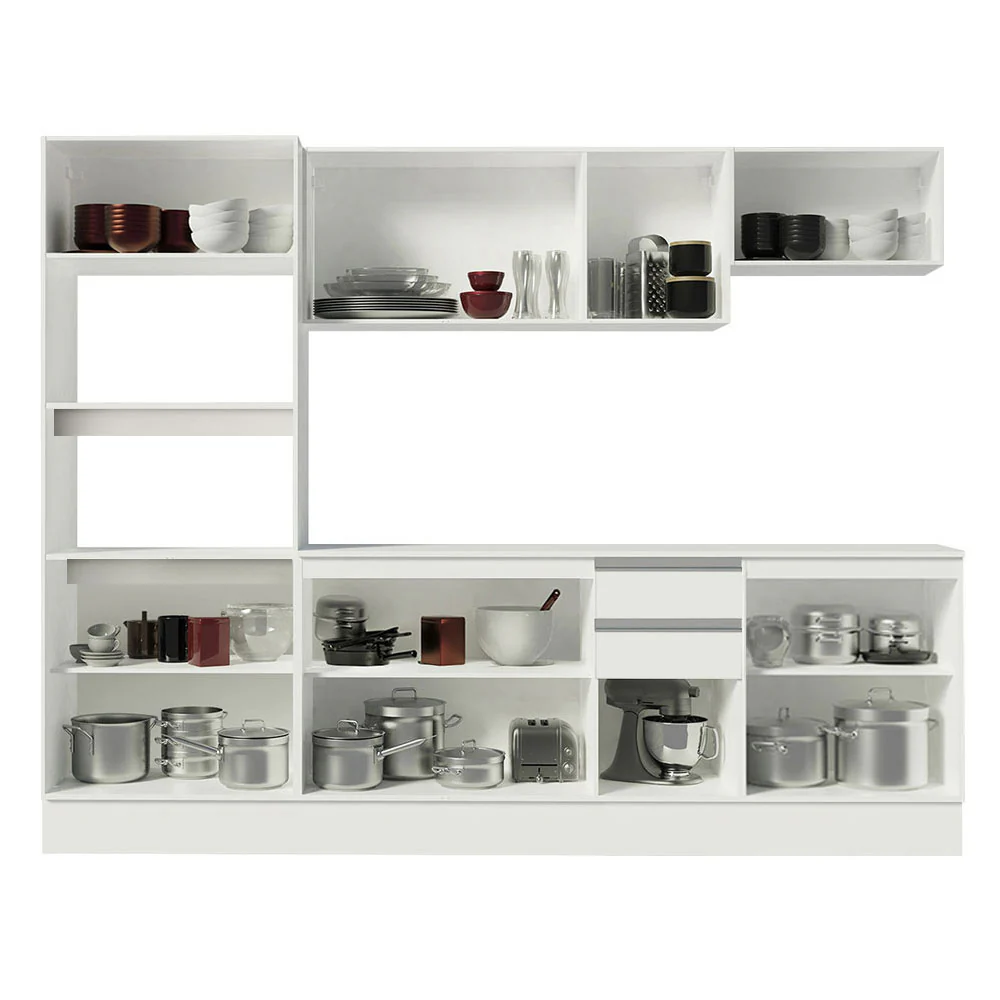 Armário de Cozinha Completa 100% MDF 250cm Branco Smart Madesa 01 - Image 5