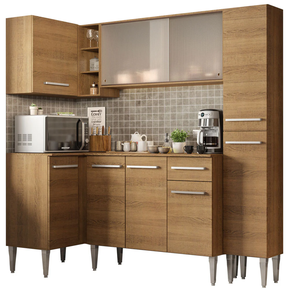 Armário de Cozinha Completa de Canto 261cm Rustic Emilly Face Madesa 02 - Image 2
