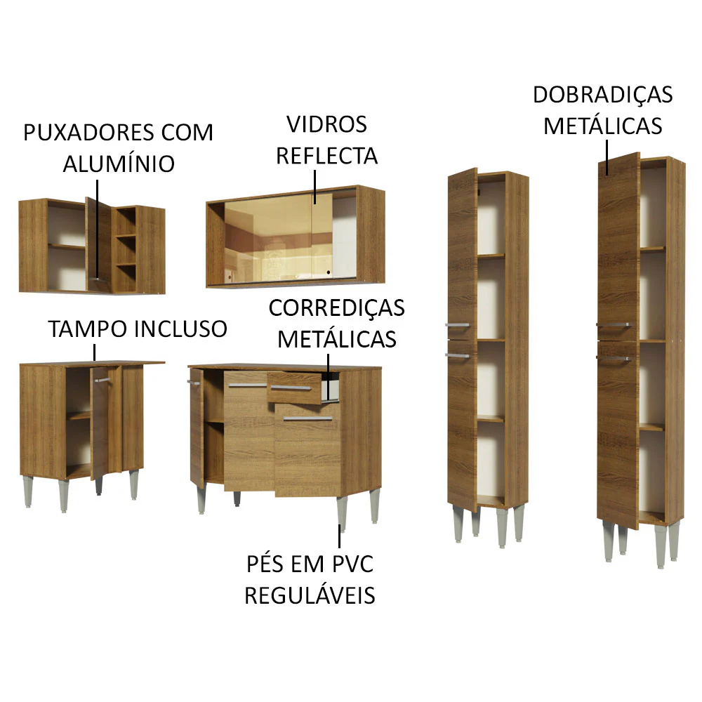 Armário de Cozinha Completa de Canto 293cm Rustic Emilly Line Madesa 06 - Image 4