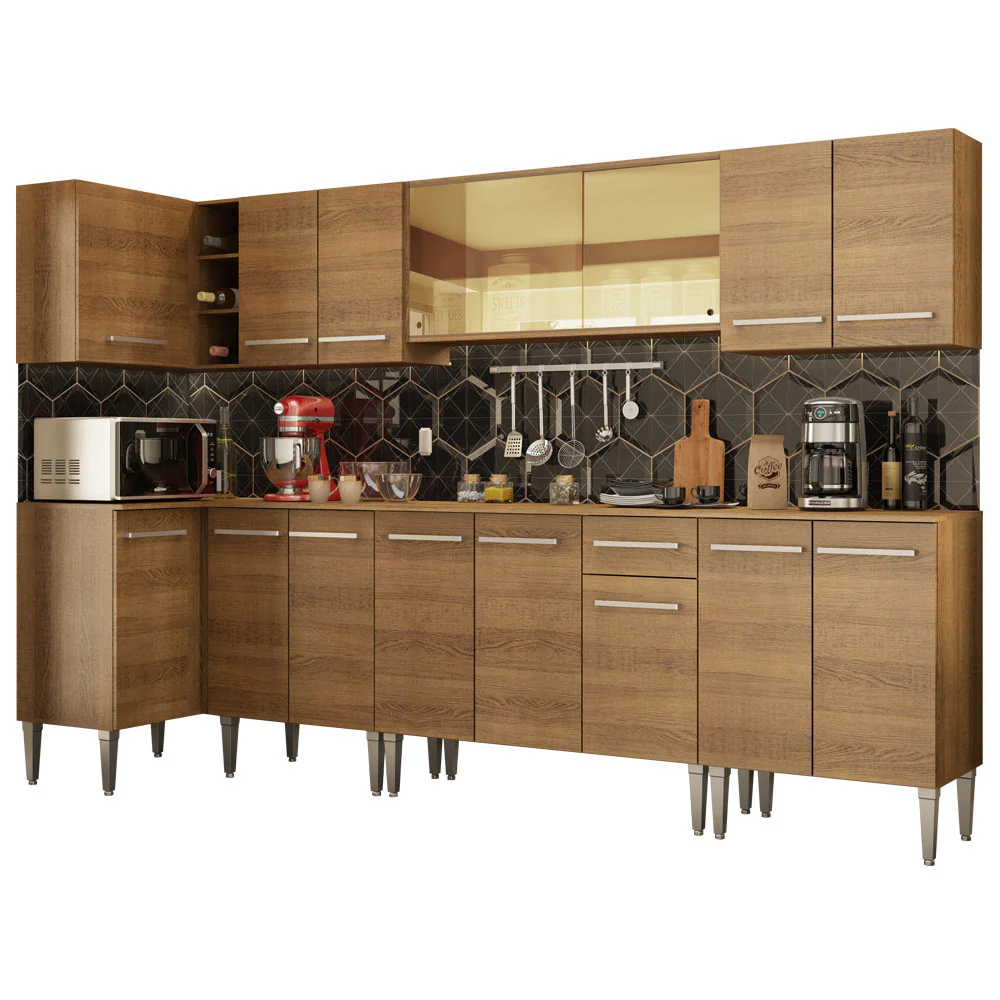 Armário de Cozinha Completa de Canto 357cm Rustic Emilly Mega Madesa 03 - Image 2