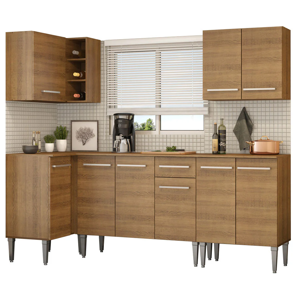 Armário de Cozinha Completa de Canto 293cm Rustic Emilly Open Madesa 01 - Image 2