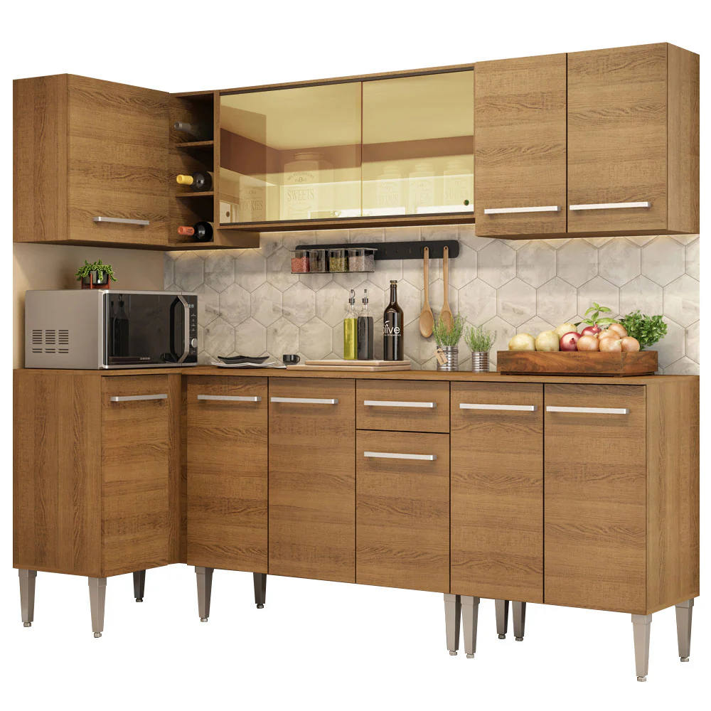 Armário de Cozinha Completa de Canto 293cm Rustic Emilly Play Madesa 04 - Image 2