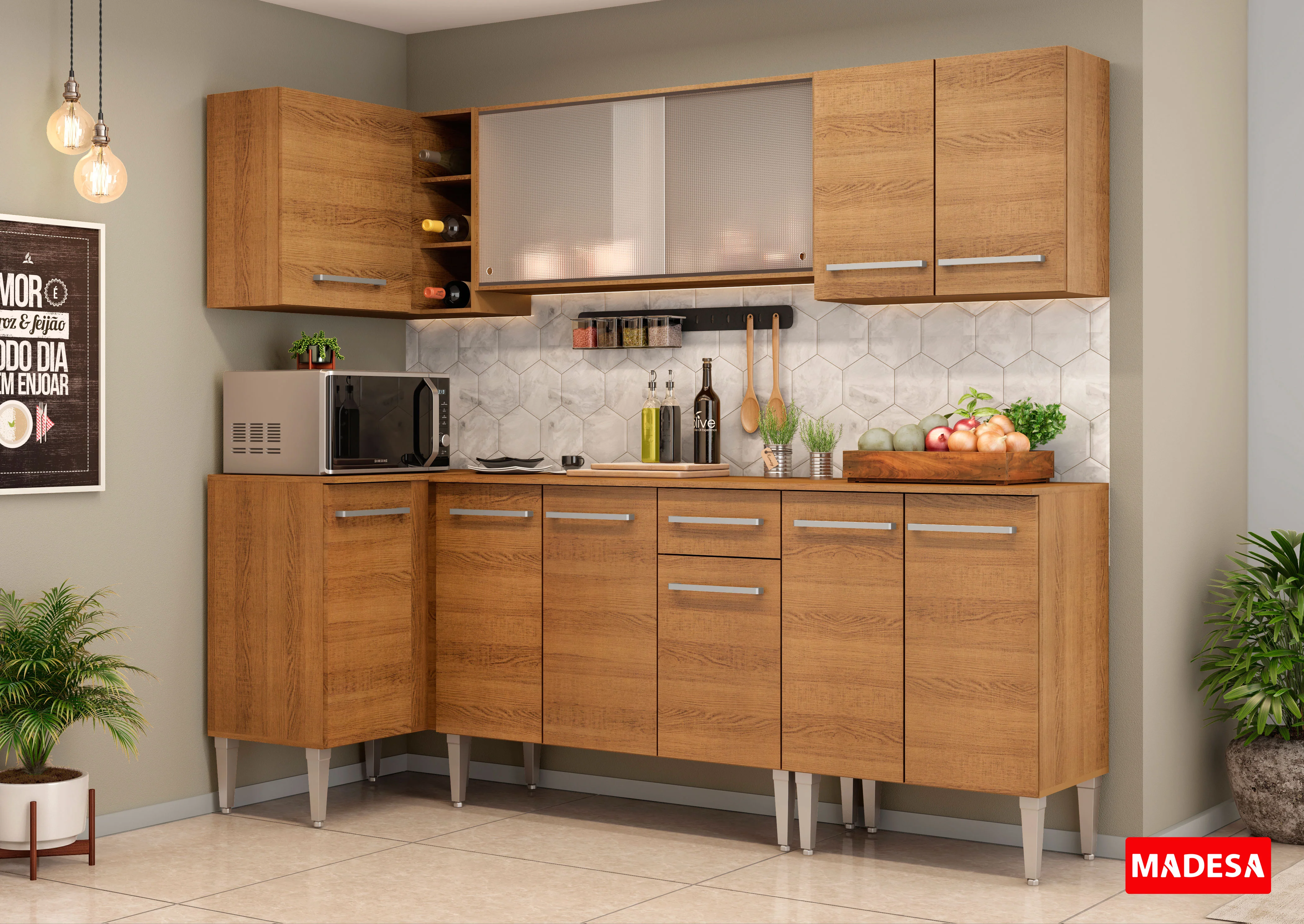 Armário de Cozinha Completa de Canto 293cm Rustic Emilly Point Madesa 03 - Image 11