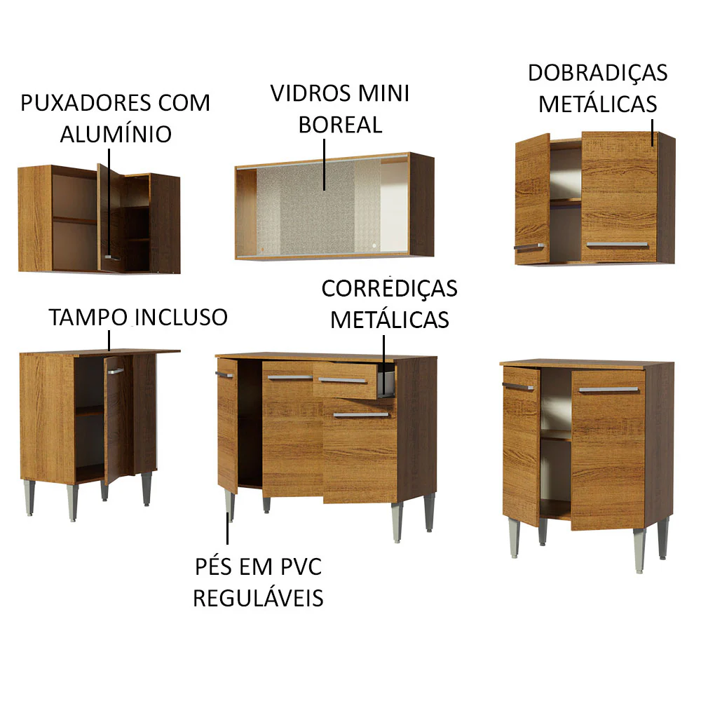 Armário de Cozinha Completa de Canto 293cm Rustic Emilly Point Madesa 03 - Image 4