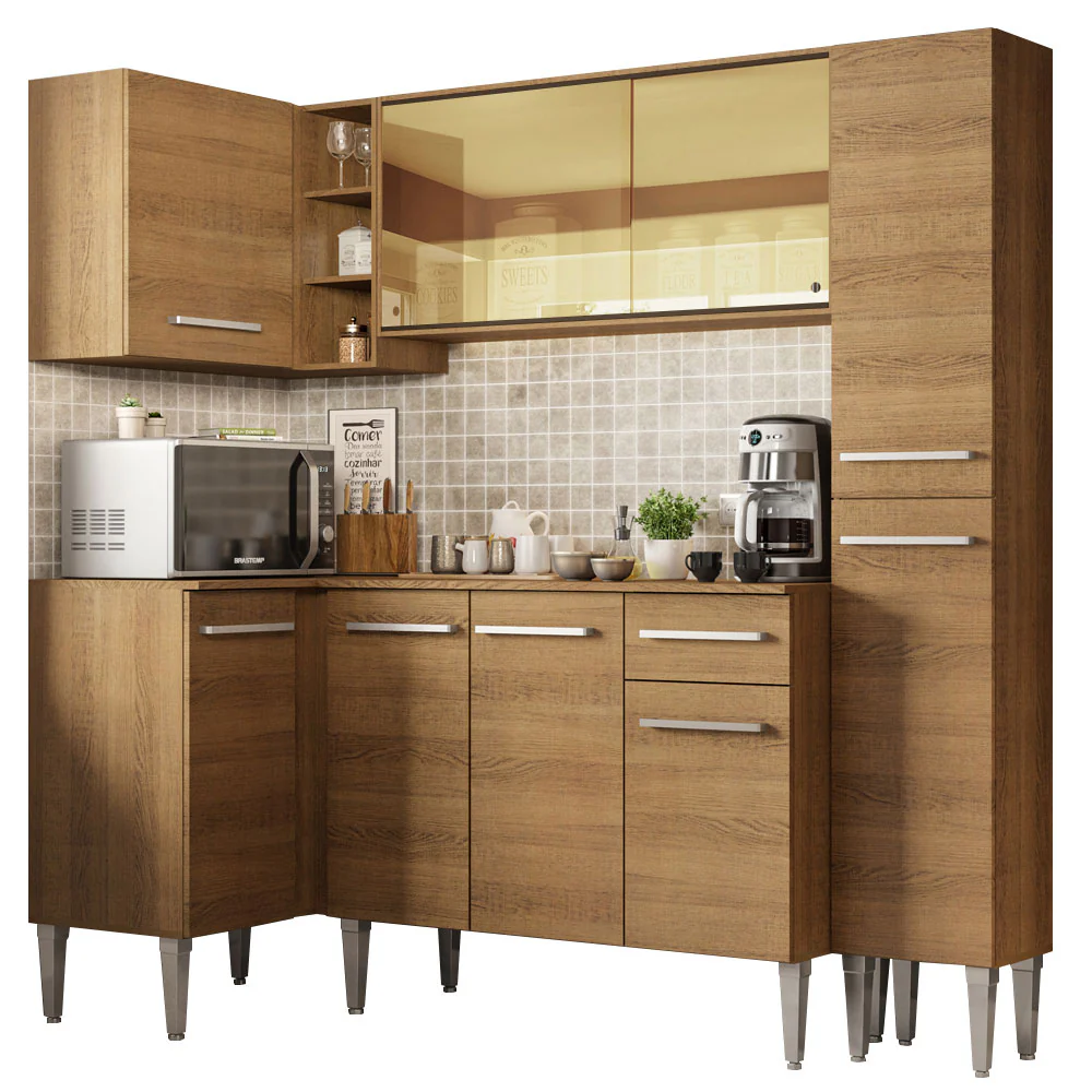 Armário de Cozinha Completa de Canto 261cm Rustic Emilly River Madesa 03 - Image 2