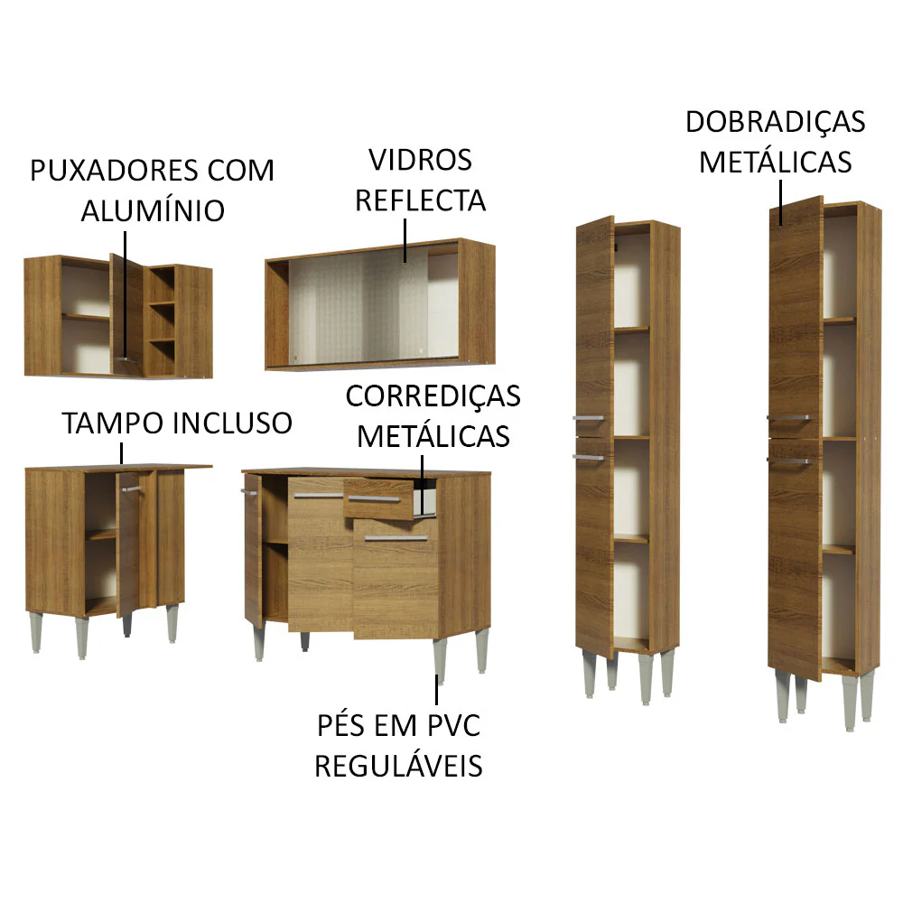 Armário de Cozinha Completa de Canto 293cm Rustic Emilly Self Madesa 05 - Image 4