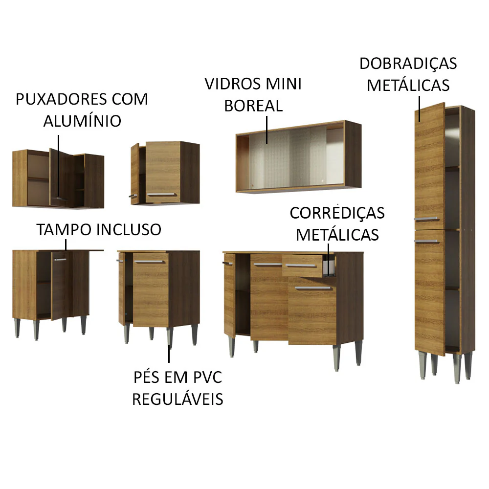 Armário de Cozinha Completa de Canto 325cm Rustic Emilly Space Madesa 03 - Image 4