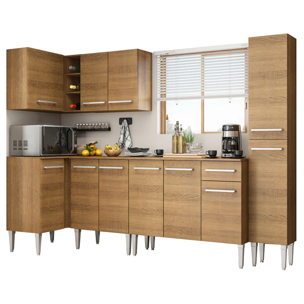 Armário de Cozinha Completa de Canto 325cm Rustic Emilly Water Madesa 02 - Image 2
