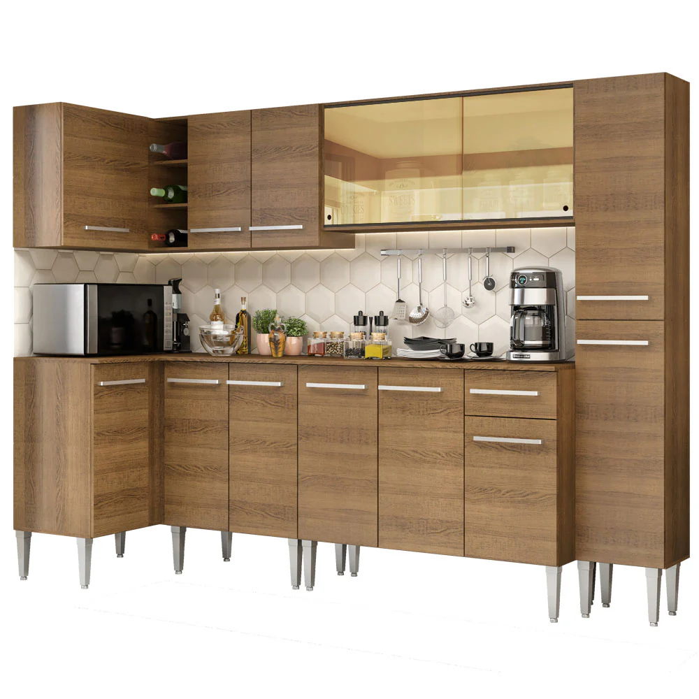 Armário de Cozinha Completa de Canto 325cm Rustic Emilly Wave Madesa 04 - Image 2