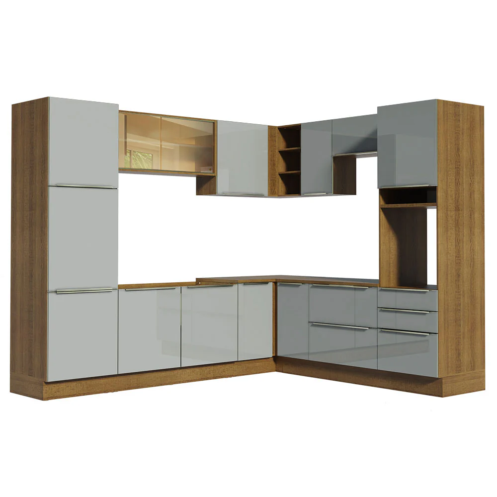 Armário de Cozinha Completa de Canto 526 x 60 cm Rustic/Cinza Lux Madesa 01 - Image 11