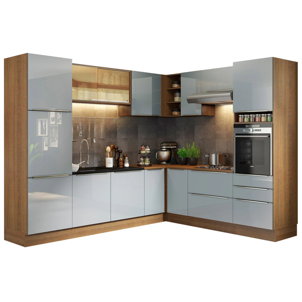 Armário de Cozinha Completa de Canto 526 x 60 cm Rustic/Cinza Lux Madesa 01 - Image 2