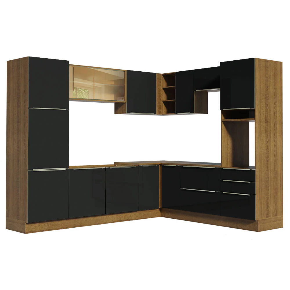 Armário de Cozinha Completa de Canto 526 x 60 cm Rustic/Preto Lux Madesa 01 - Image 11