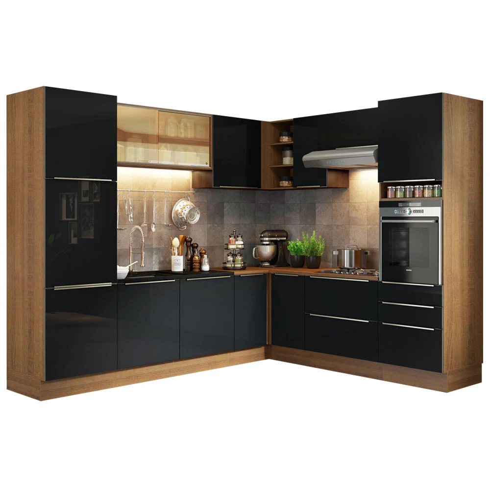 Armário de Cozinha Completa de Canto 526 x 60 cm Rustic/Preto Lux Madesa 01 - Image 2