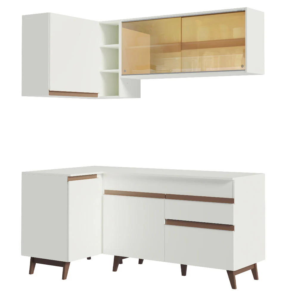 Armário de Cozinha Completa de Canto 262cm Branco Reims Madesa 01 - Image 11