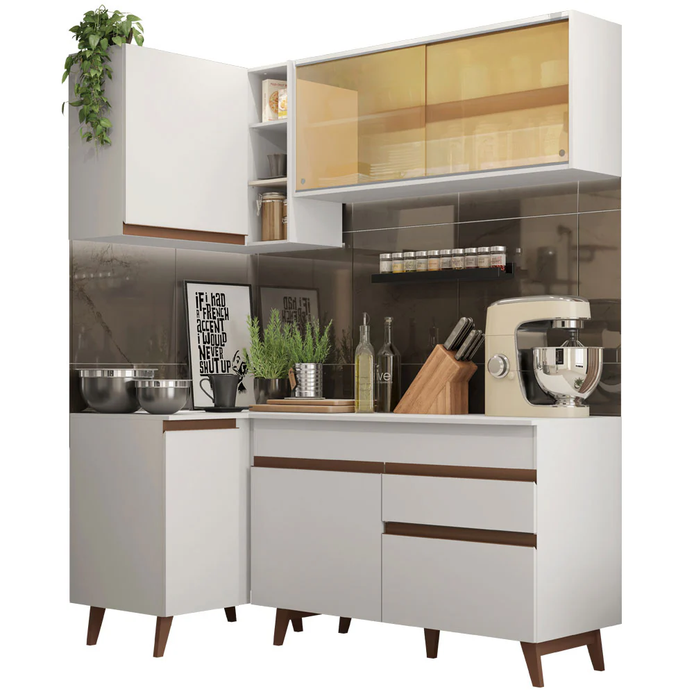 Armário de Cozinha Completa de Canto 262cm Branco Reims Madesa 01 - Image 2