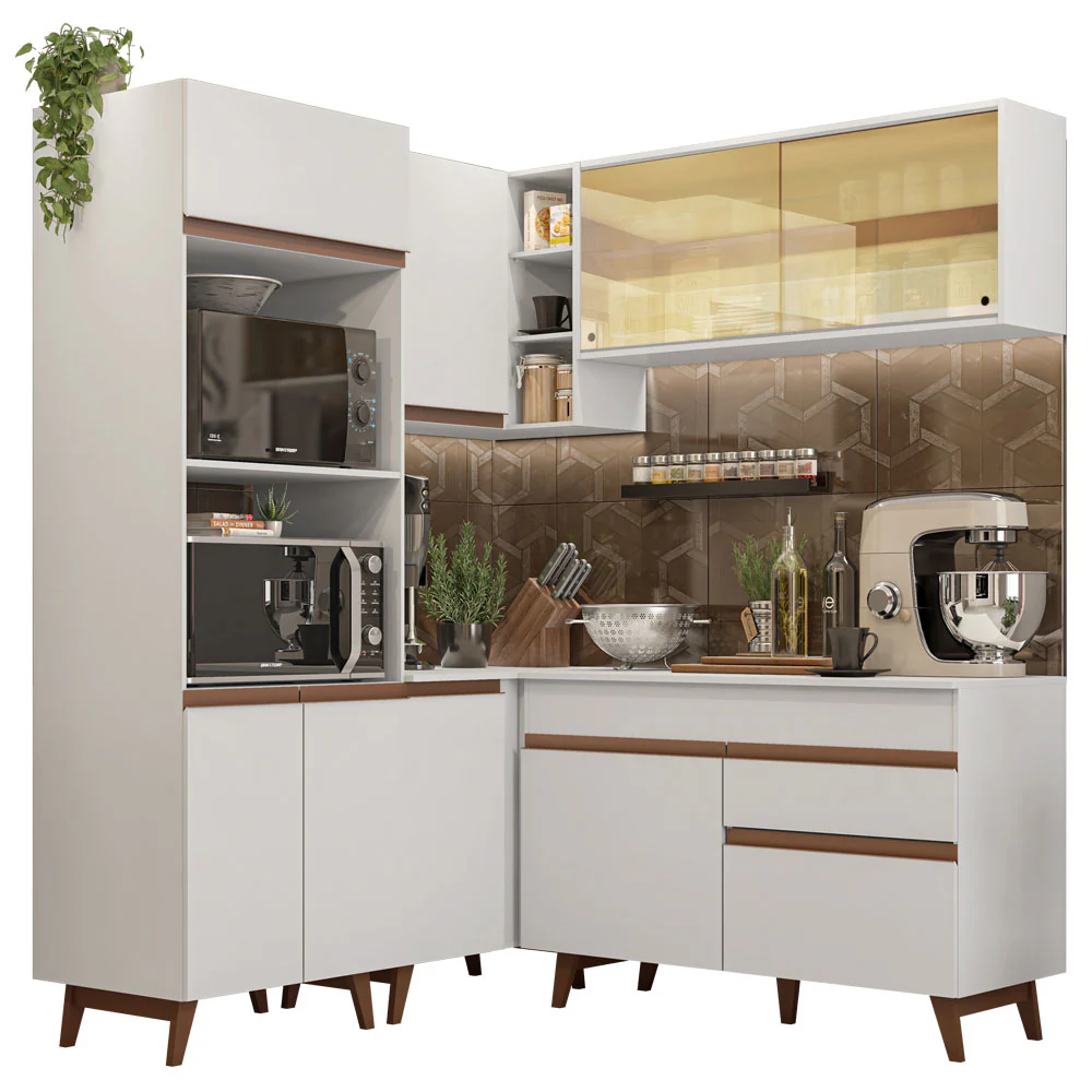 Armário de Cozinha Completa de Canto 332cm Branco Reims Madesa 01 - Image 2