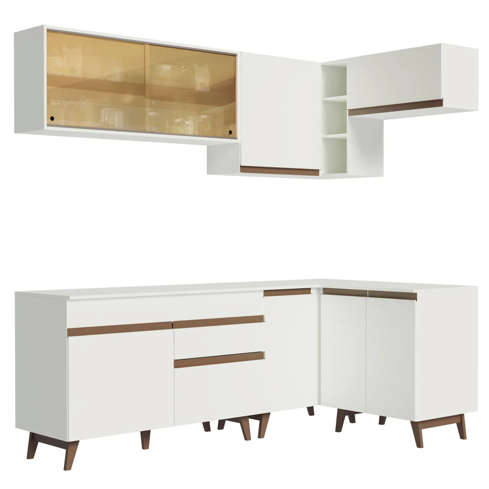 Armário de Cozinha Completa de Canto 332cm Branco Reims Madesa 02 - Image 12