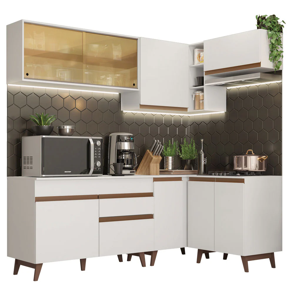 Armário de Cozinha Completa de Canto 332cm Branco Reims Madesa 02 - Image 2