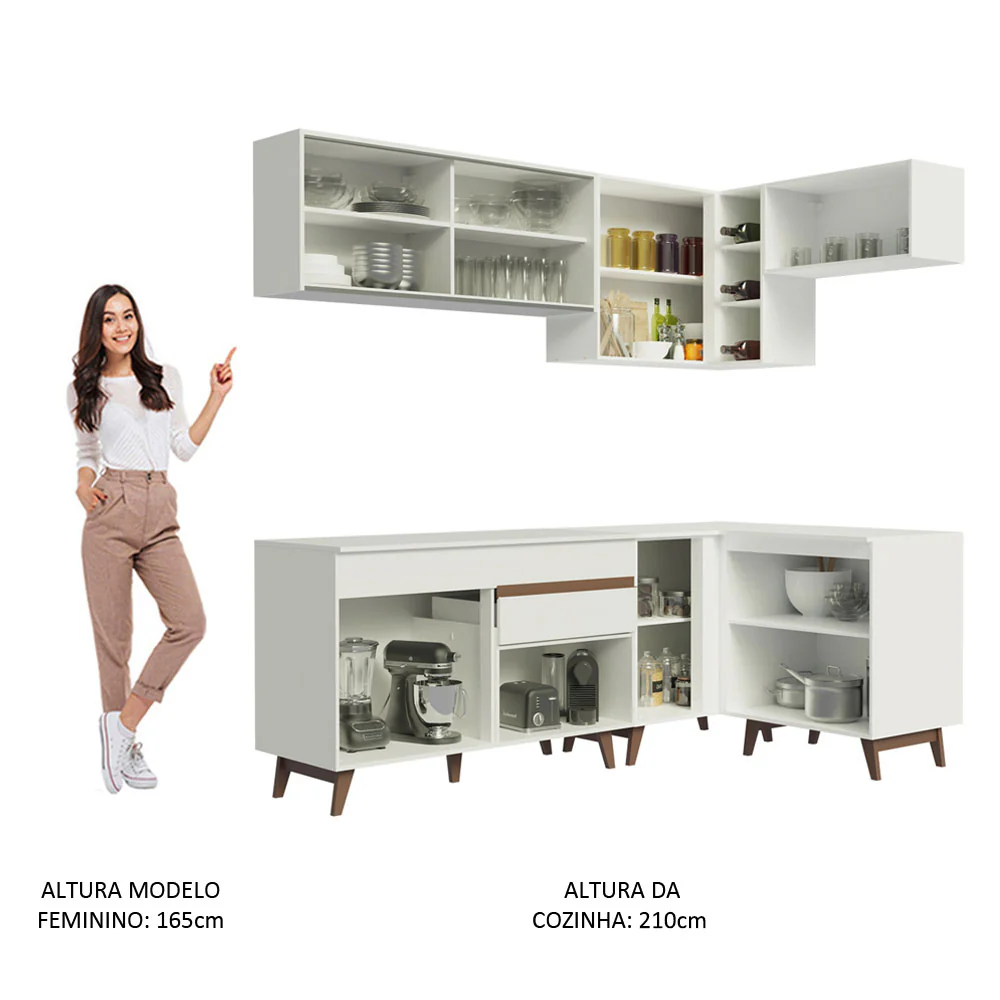 Armário de Cozinha Completa de Canto 332cm Branco Reims Madesa 02 - Image 5