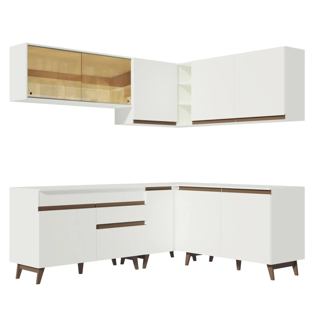Armário de Cozinha Completa de Canto 382cm Branco Reims Madesa 01 - Image 11