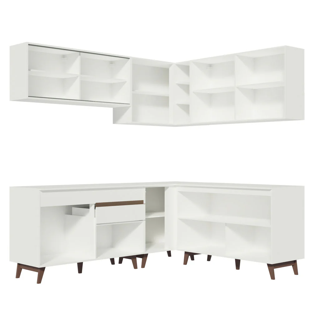 Armário de Cozinha Completa de Canto 382cm Branco Reims Madesa 01 - Image 12
