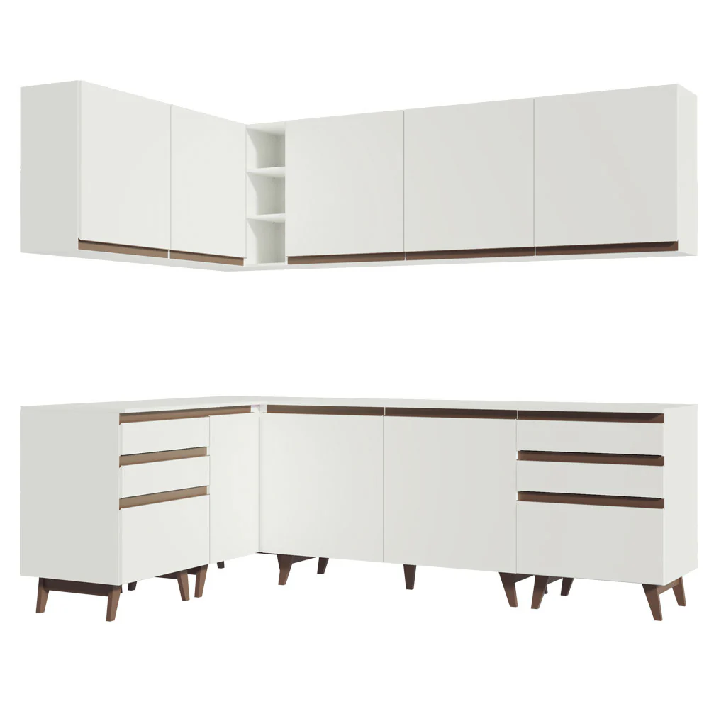 Armário de Cozinha Completa de Canto 382cm Branco Reims Madesa 02 - Image 12