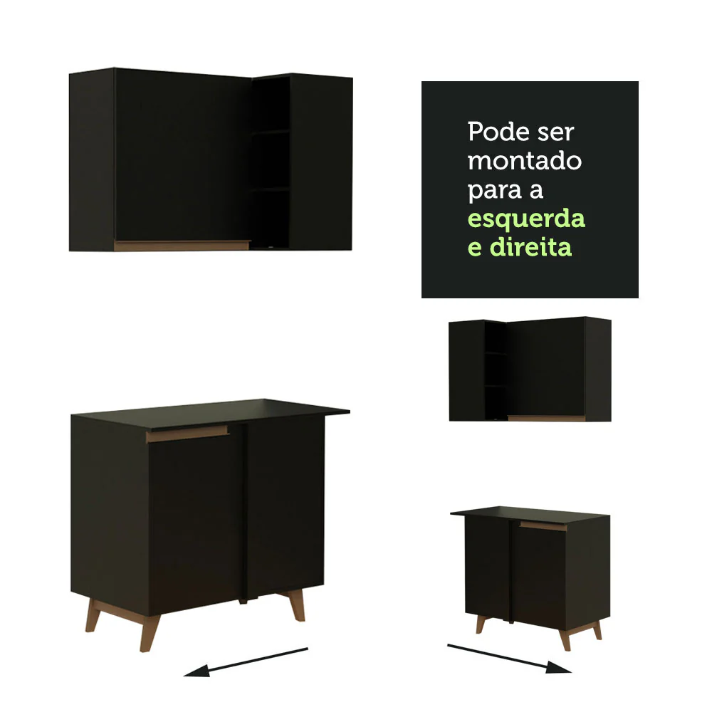 Armário de Cozinha Completa de Canto 392cm Preto Reims Madesa 01 - Image 7