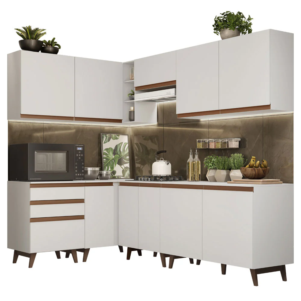 Armário de Cozinha Completa de Canto 392cm Branco Reims Madesa 02 - Image 2