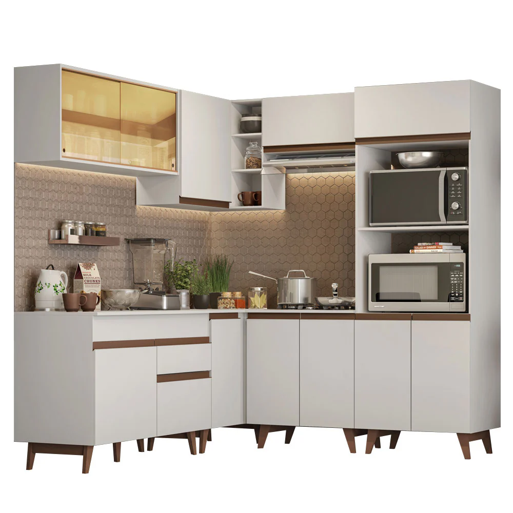 Armário de Cozinha Completa de Canto 402cm Branco Reims Madesa 01 - Image 2