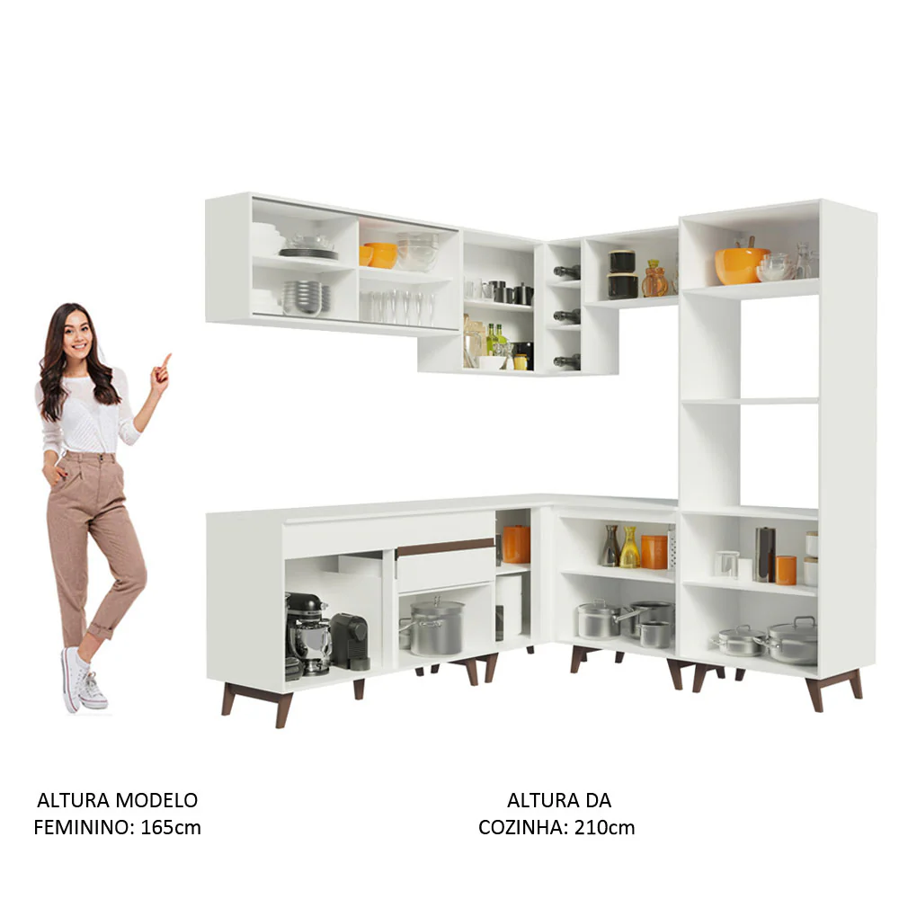 Armário de Cozinha Completa de Canto 402cm Branco Reims Madesa 01 - Image 5