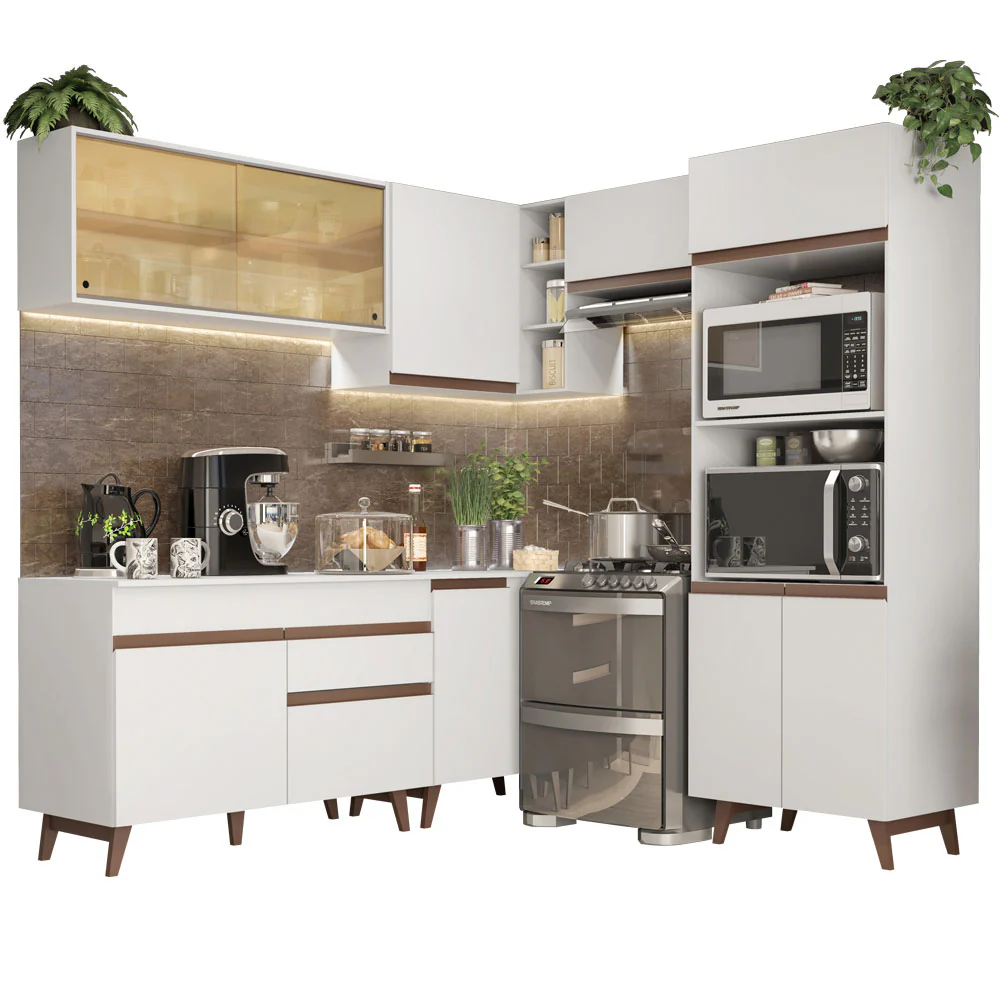 Armário de Cozinha Completa de Canto 402cm Branco Reims Madesa 02 - Image 2