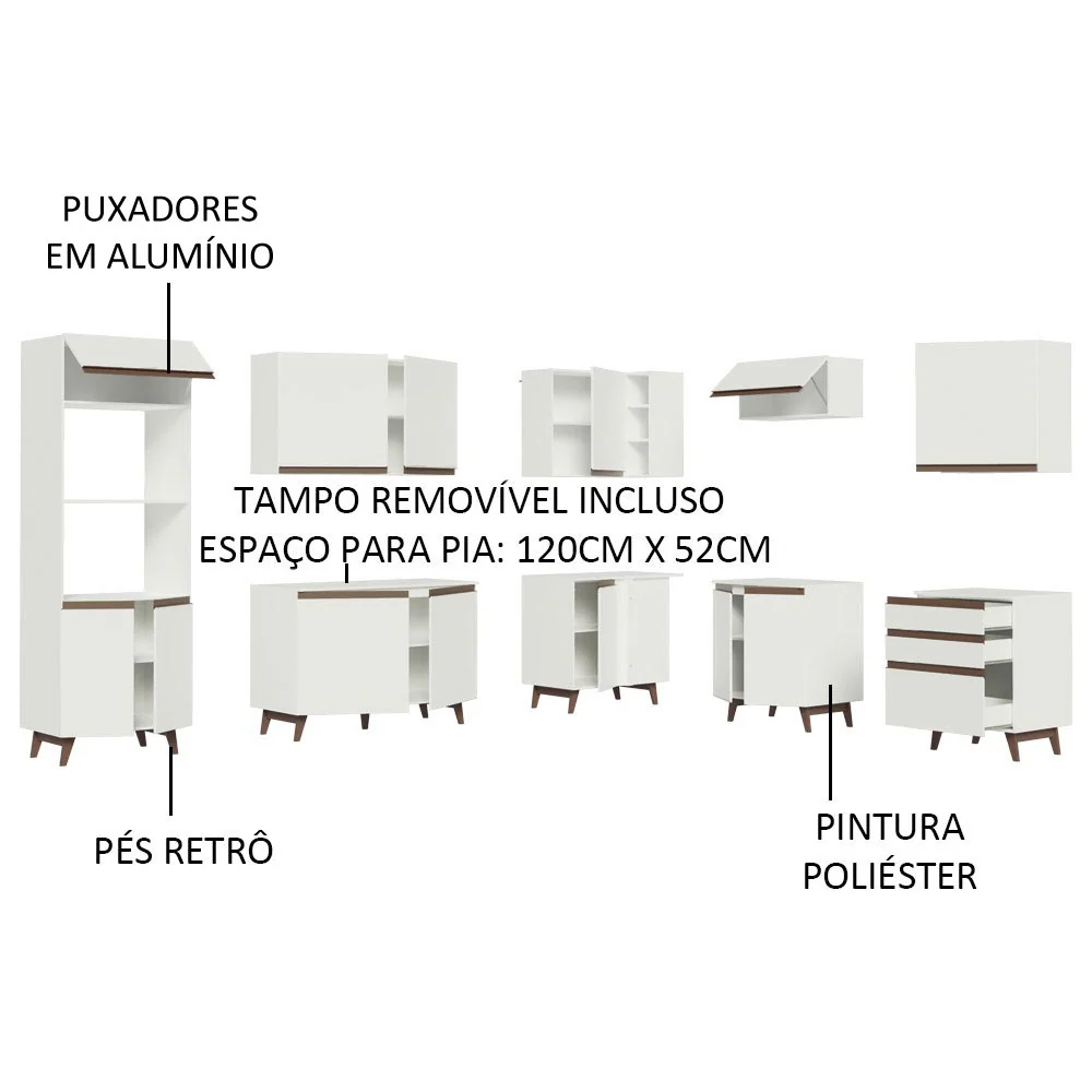 Armário de Cozinha Completa de Canto 462cm Branco Reims Madesa 01 - Image 4