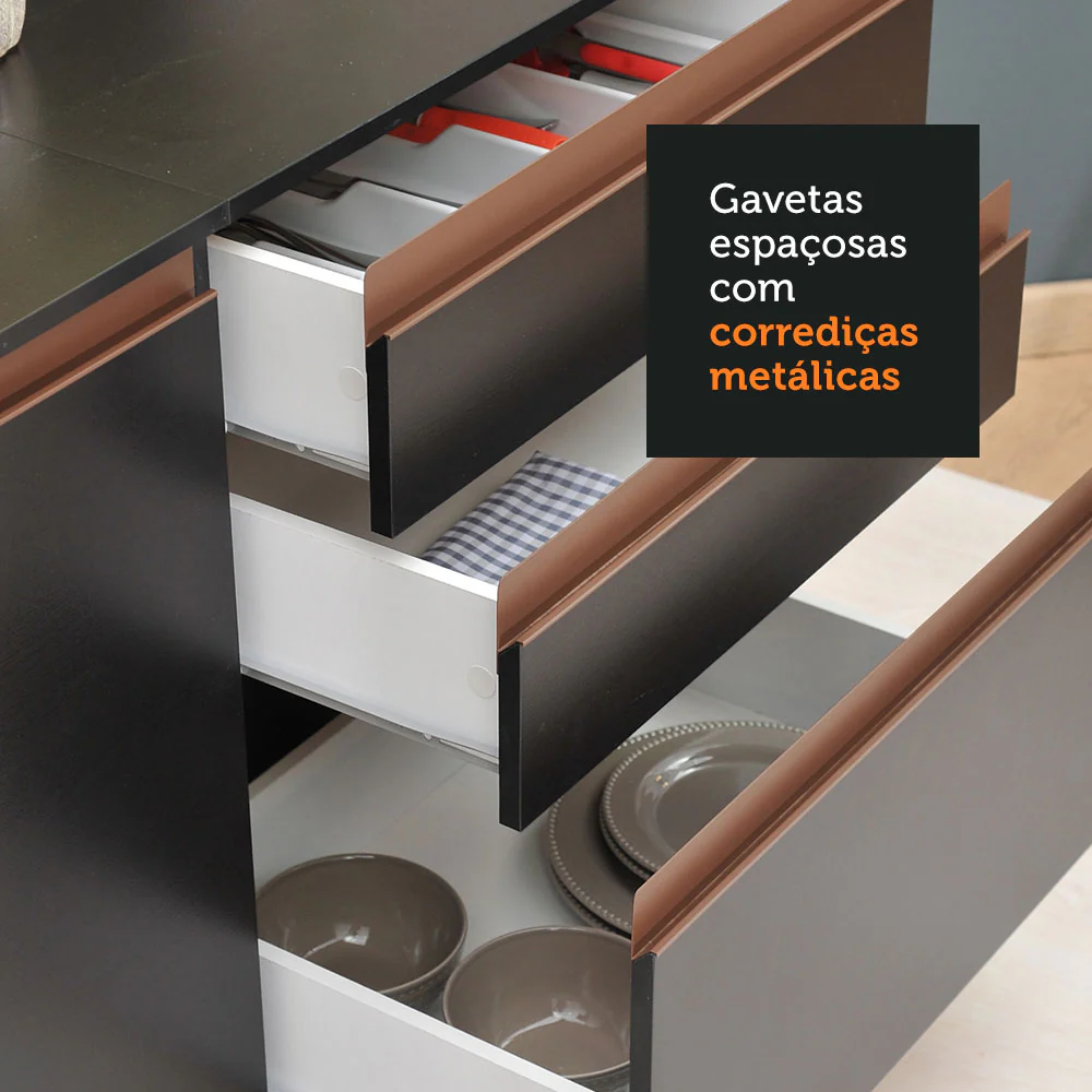Armário de Cozinha Completa de Canto 462cm Preto Reims Madesa 02 - Image 10