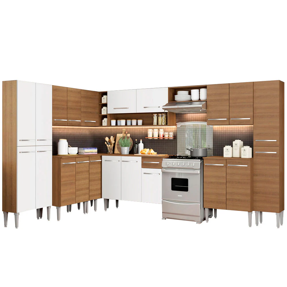 Armário de Cozinha Completa de Canto 513cm Rustic/Branco Emilly Big Madesa 02 - Image 2