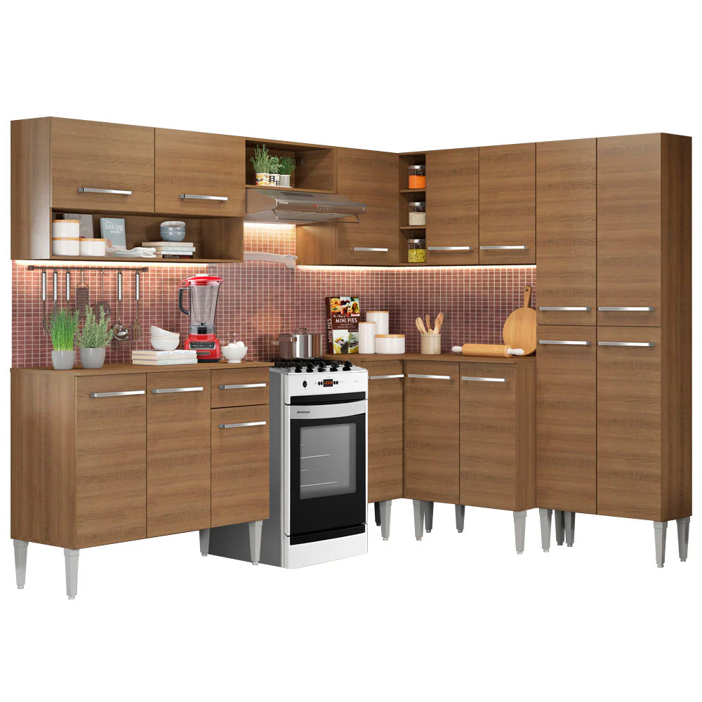 Armário de Cozinha Completa de Canto 417cm Rustic Emilly Ice Madesa 01 - Image 2