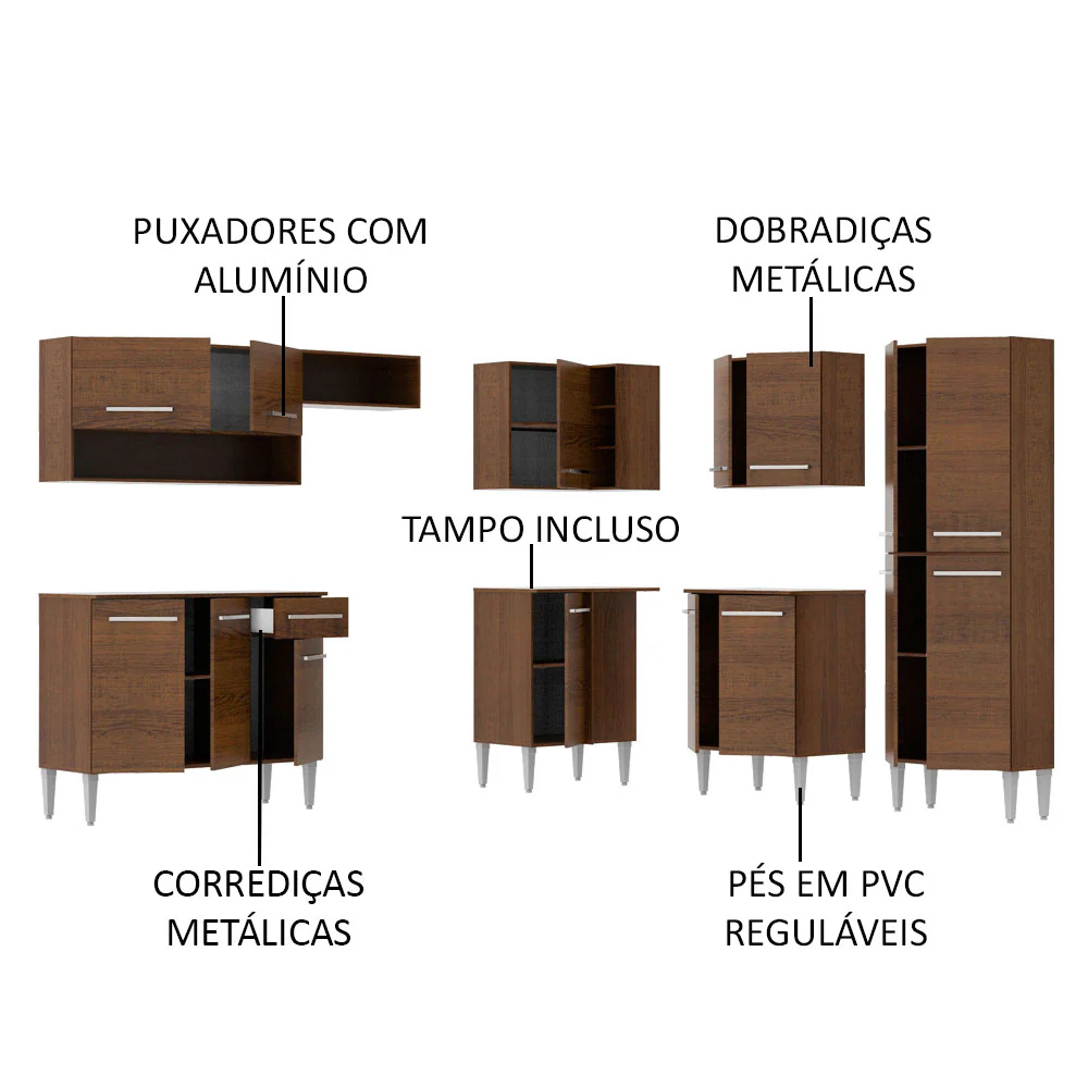 Armário de Cozinha Completa de Canto 417cm Rustic Emilly Ice Madesa 01 - Image 4