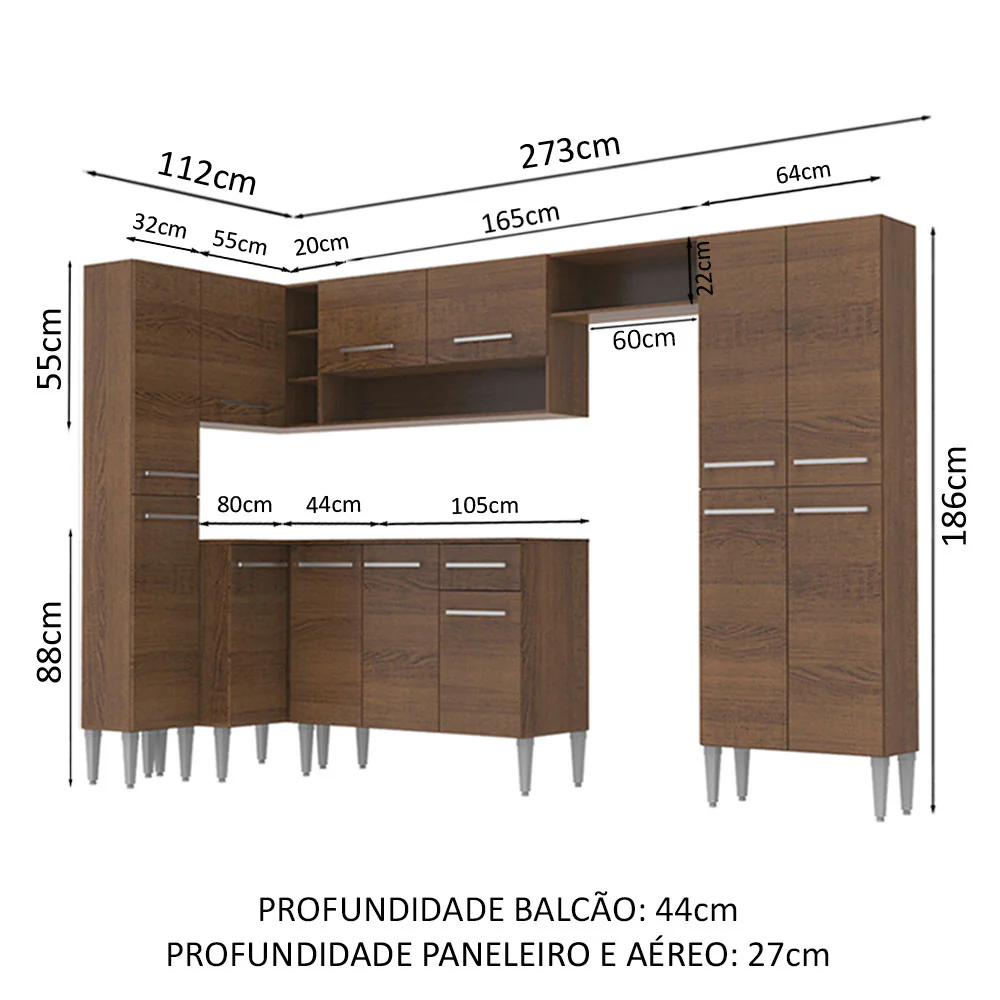 Armário de Cozinha Completa 385cm Rustic Emilly Love Madesa 01 - Image 3
