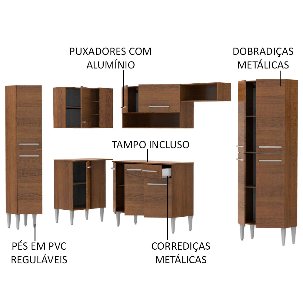 Armário de Cozinha Completa 385cm Rustic Emilly Love Madesa 01 - Image 4
