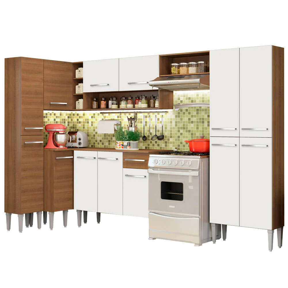 Armário de Cozinha Completa 385cm Rustic/Branco Emilly Love Madesa 01 - Image 2