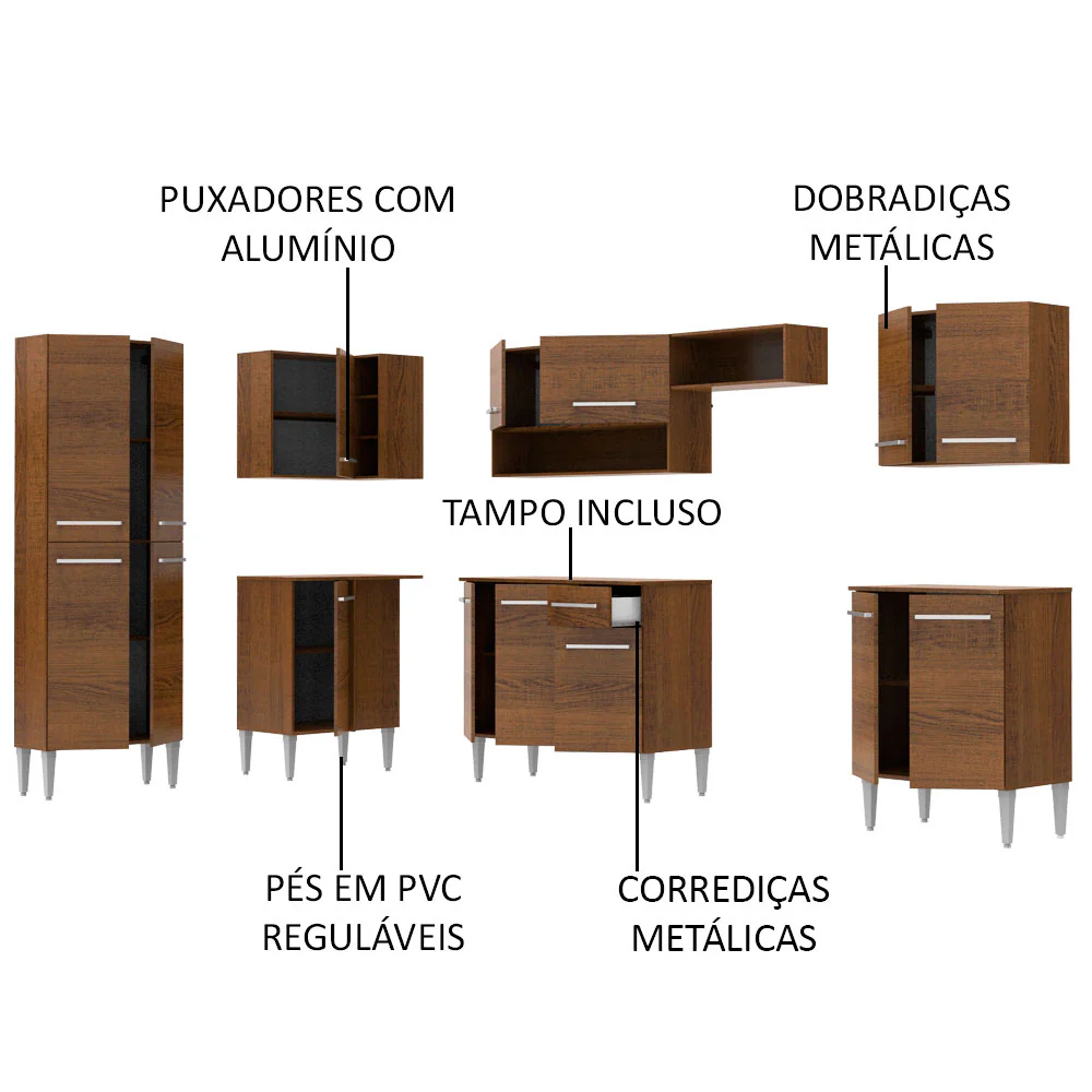 Armário de Cozinha Completa de Canto 481cm Rustic Emilly Moon Madesa 01 - Image 4