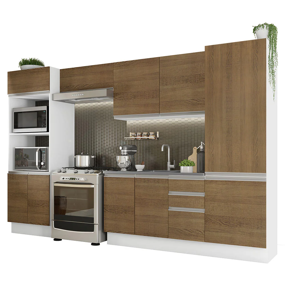 Armário de Cozinha Completa 100% MDF 330cm Rustic/Branco Acordes Madesa 02 - Image 2