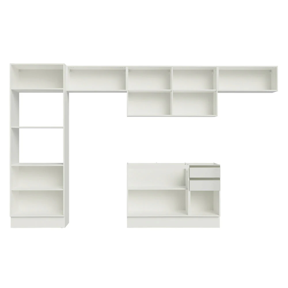 Armário de Cozinha Completa 100% MDF 350cm Frentes Branco Brilho Acordes Madesa 01 - Image 6