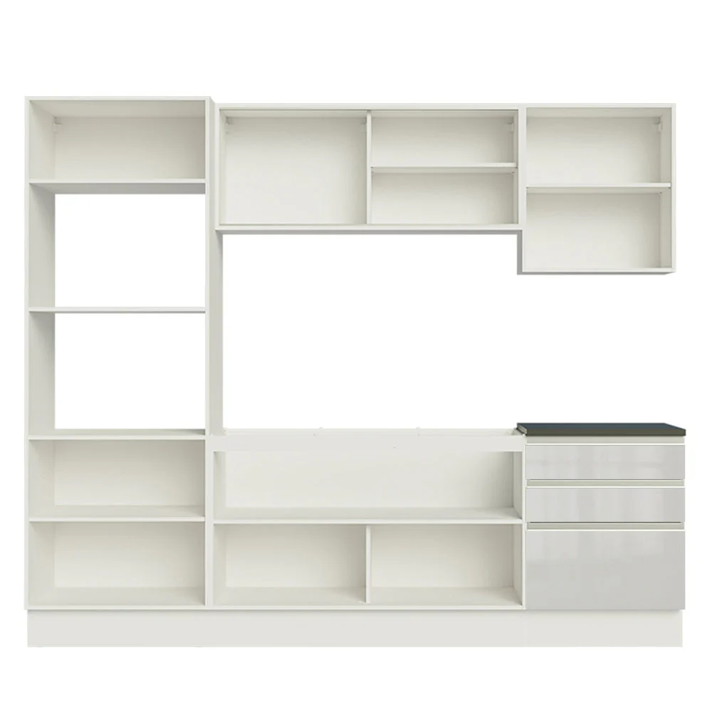 Armário de Cozinha Completa 100% MDF 250cm Frentes Branco Brilho Acordes Madesa 01 - Image 6