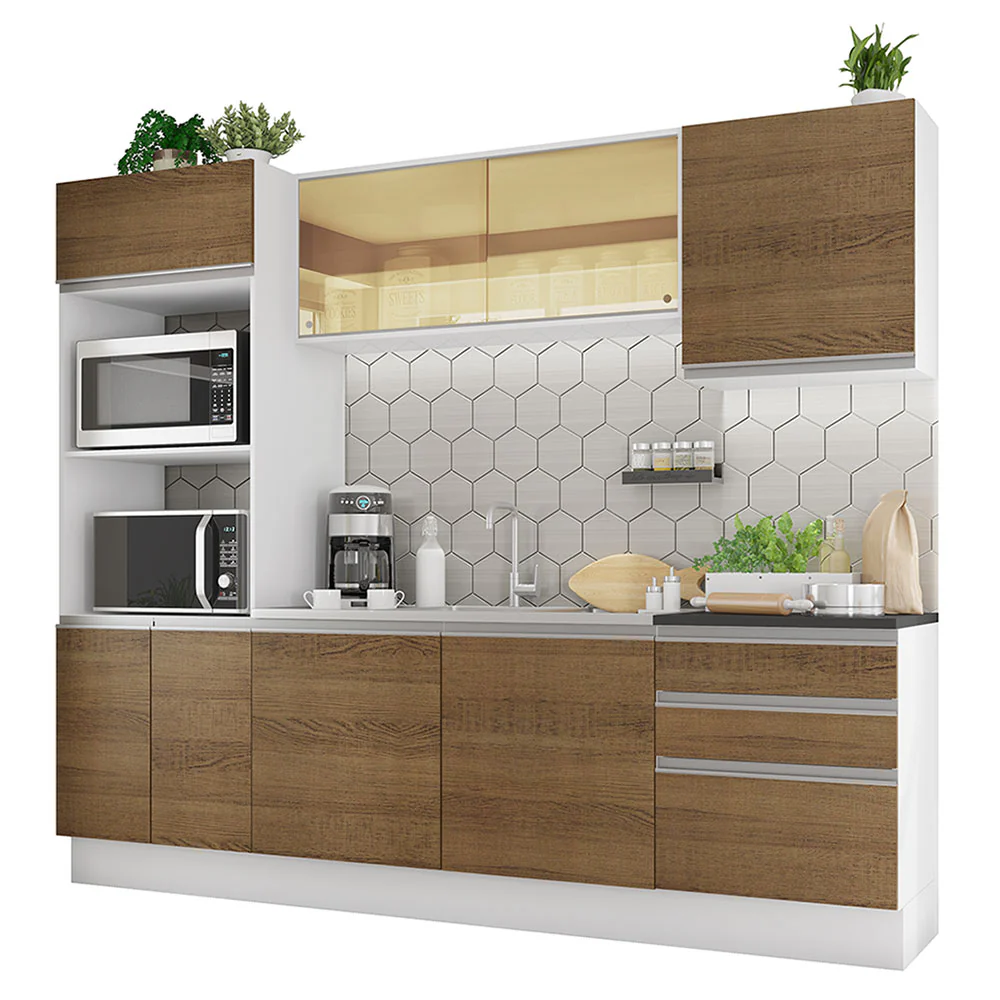 Armário de Cozinha Completa 100% MDF 250cm Branco/Rustic Acordes Madesa 01 - Image 2