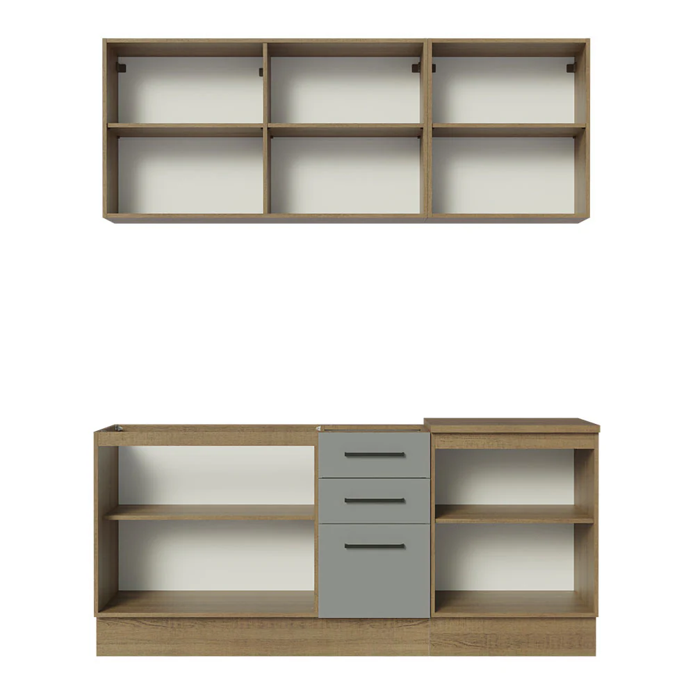 Armário de Cozinha Compacta 180cm Rustic Cinza Agata Madesa 01 - Image 11