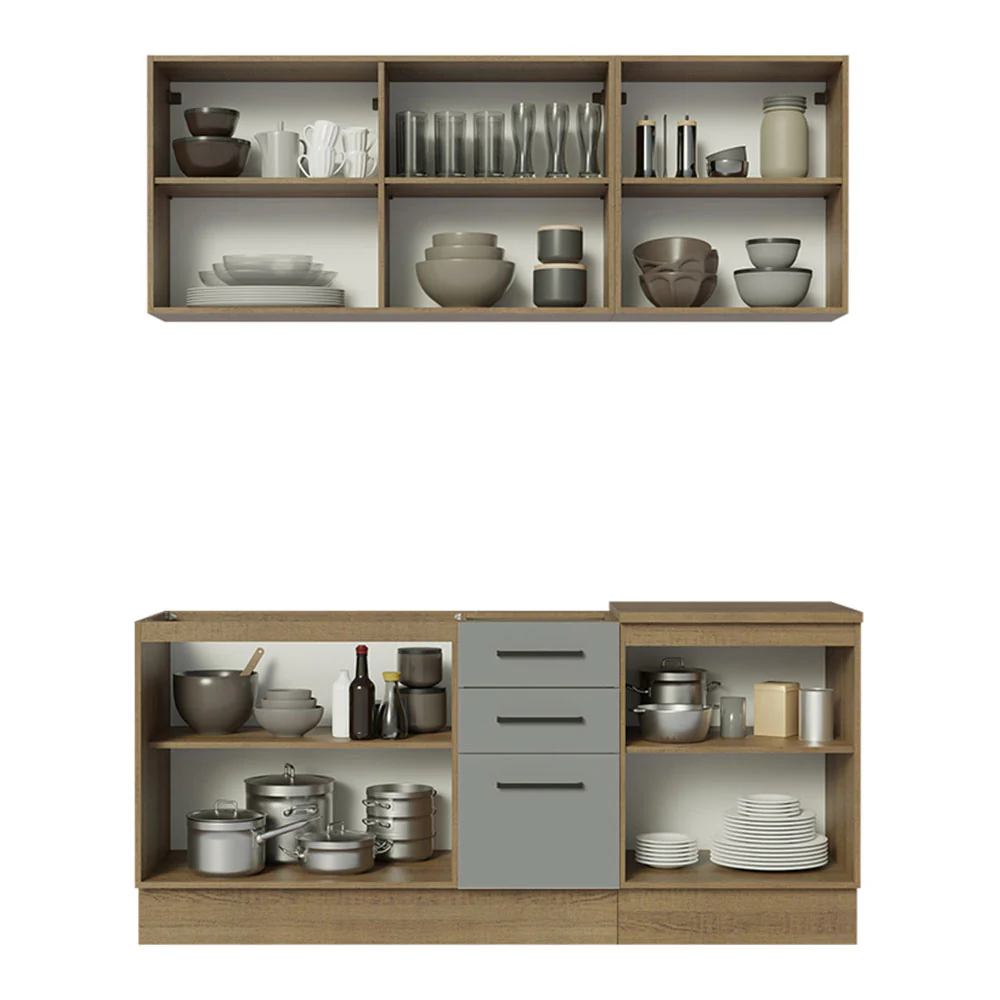 Armário de Cozinha Compacta 180cm Rustic Cinza Agata Madesa 01 - Image 12